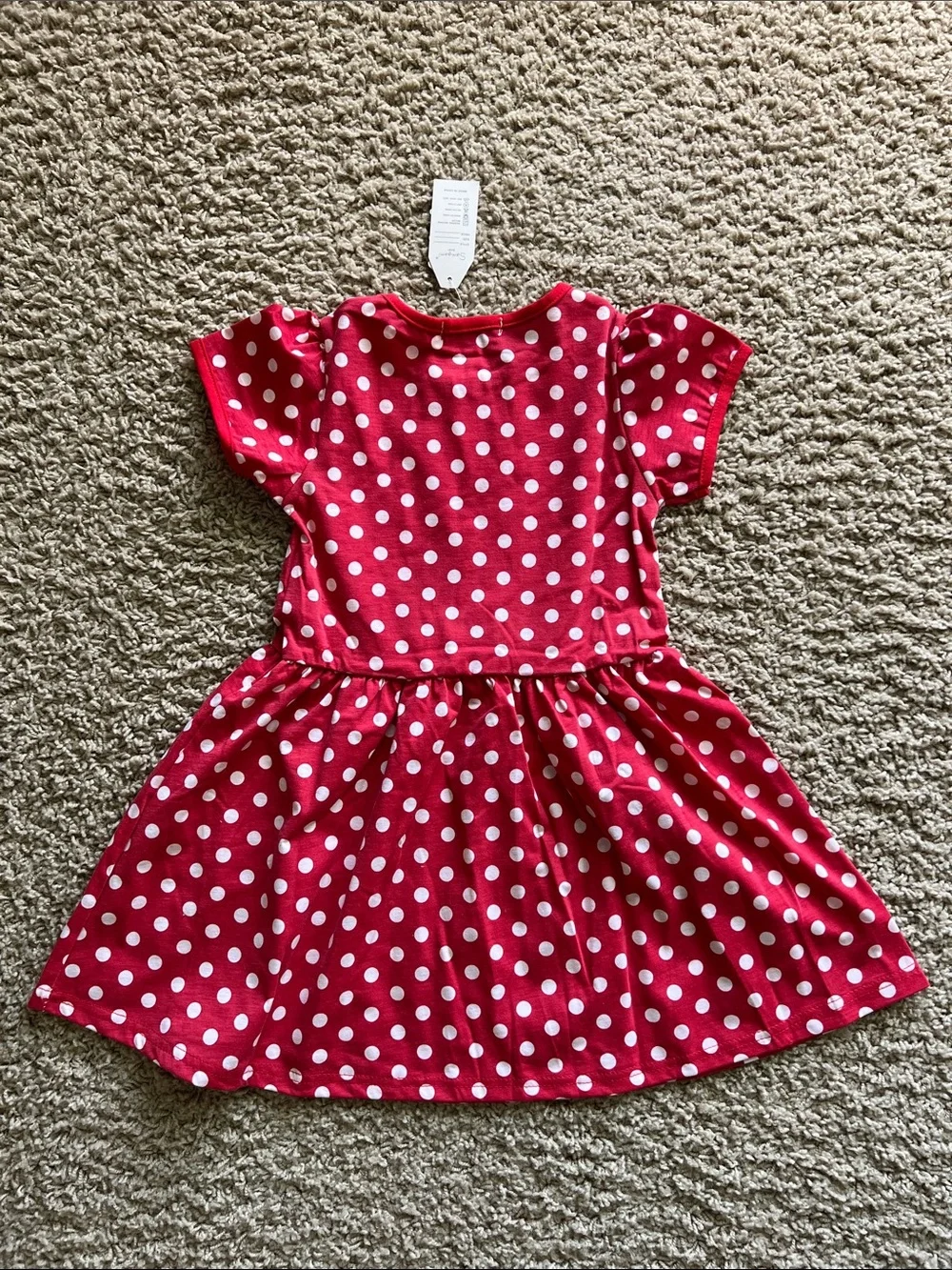 Girls' Red Polka Dot Character Short Sleeve Dress